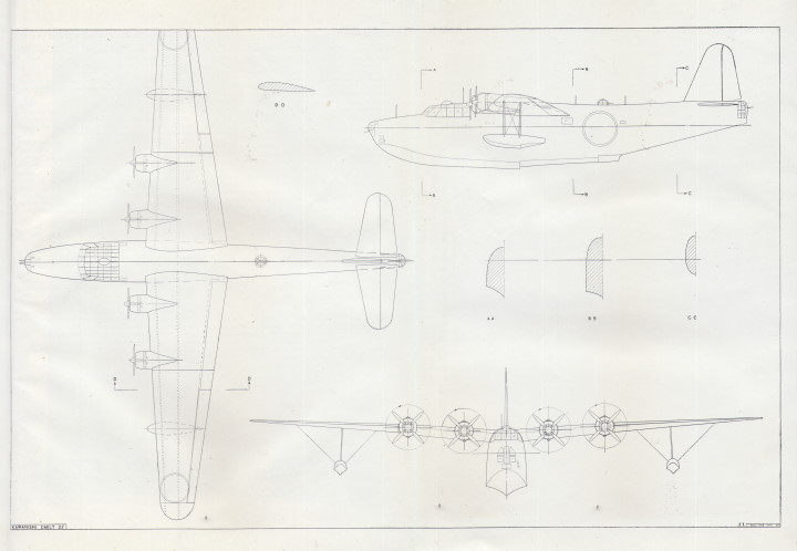 Kawanishi type 22 H8K Emily - 1/72 рисунок C.B.Maycocks, 1/144, «Aircraft of the fighting powers» Том.VI, издание 1945г